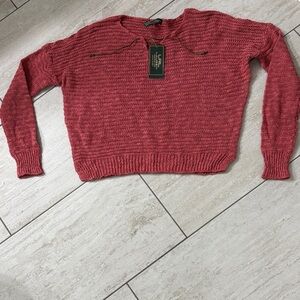 Lauren Ralph Lauren Rose-Red Knit sweater .. size L
NWT ..lace up